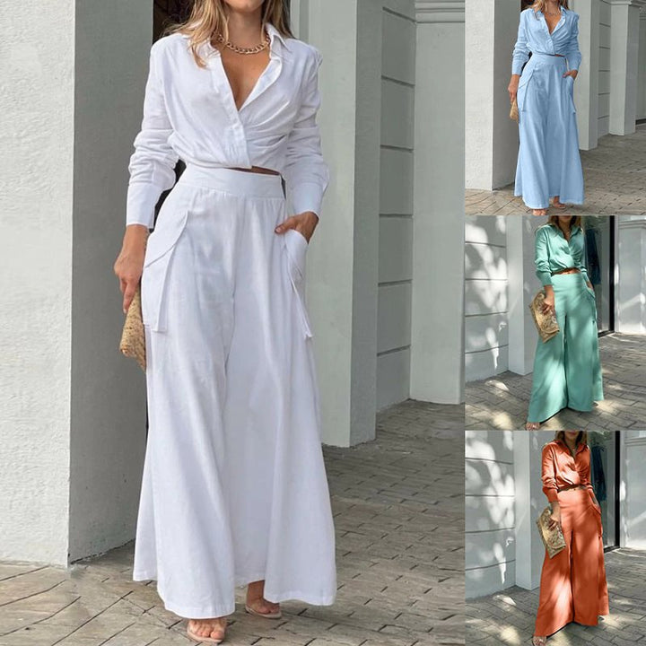 Women's Wide Palazzo Pants with Extra Wide Leg, High Waist and Side Pockets Mune Fashion
