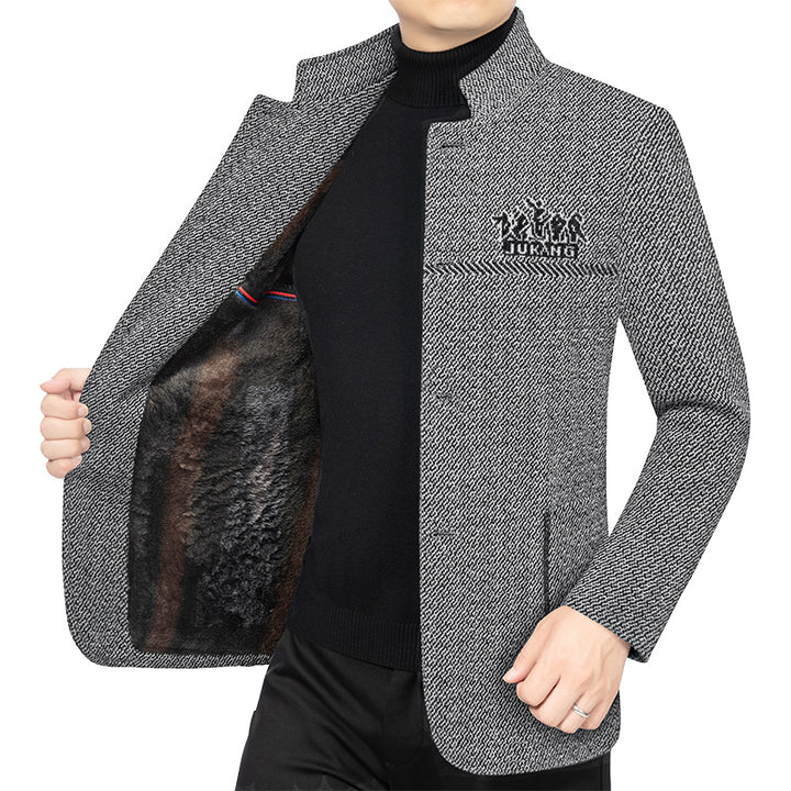 Men's wool coat with teddy lining, stand-up collar and slim silhouette Mune Fashion