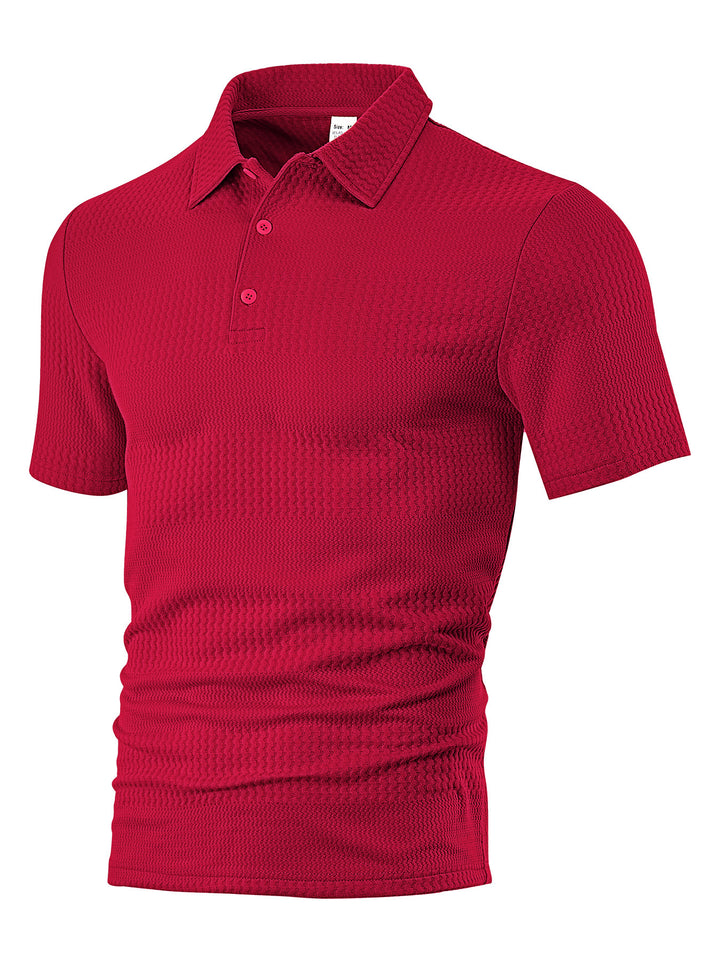Men's body-hugging short sleeve polo made of elastic jacquard knit with shirt collar Mune Fashion