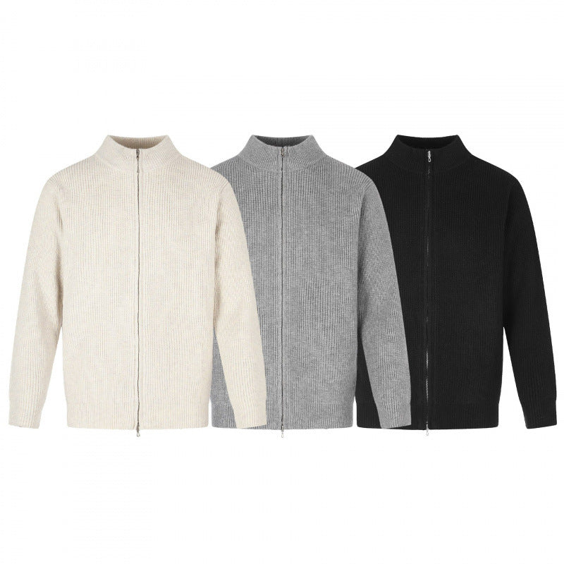 Unisex Zip-knit jacket in boxy cut with stand-up collar and ribbed texture Mune Fashion
