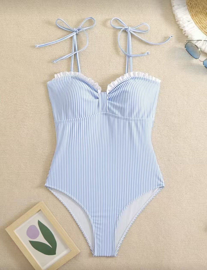 Women’s One-Piece Swimwear with Elegant Gatherings Mune Fashion