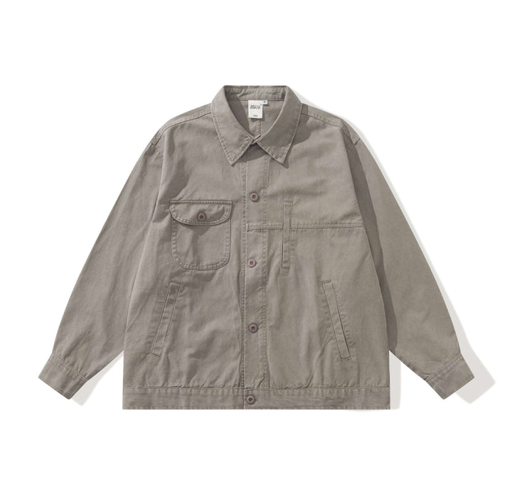 Men's Boxy Canvas Utility Blouson Jacket with Large Flap Pockets Mune Fashion
