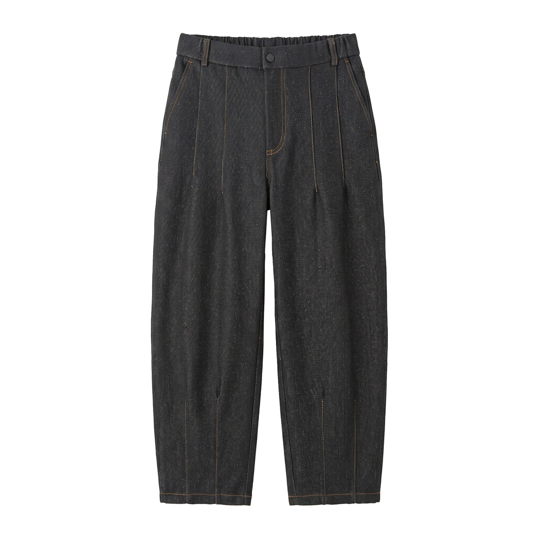 Women's High-waisted Wide Culotte Pants with Crease and Elastic Back Mune Fashion