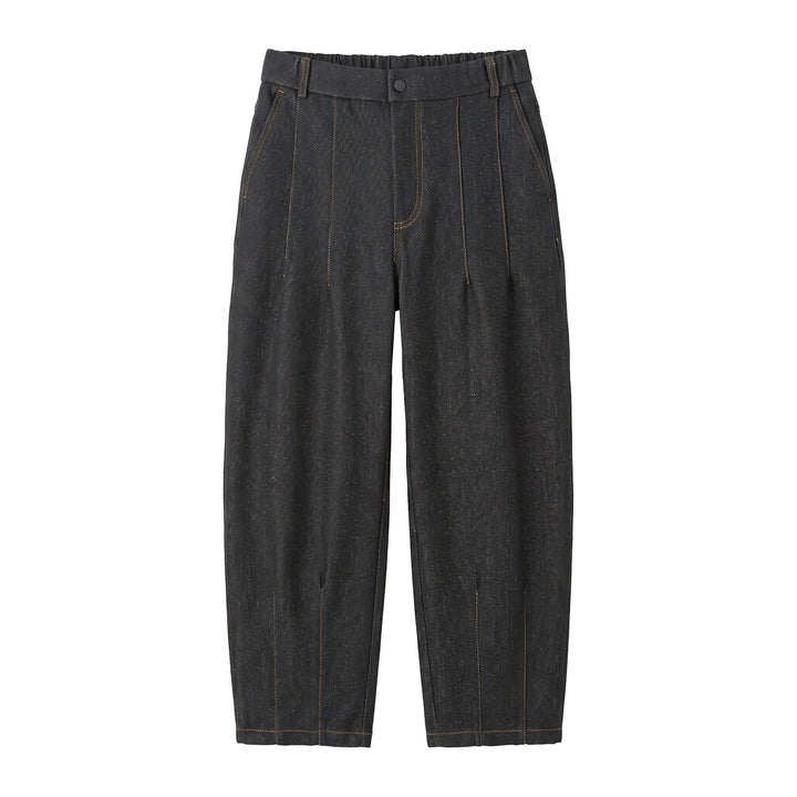 Women's High-waisted Wide Culotte Pants with Crease and Elastic Back Mune Fashion