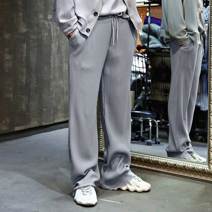 Men's ribbed comfort lounge pants with straight cut drawstring waist and deep side pockets Mune Fashion