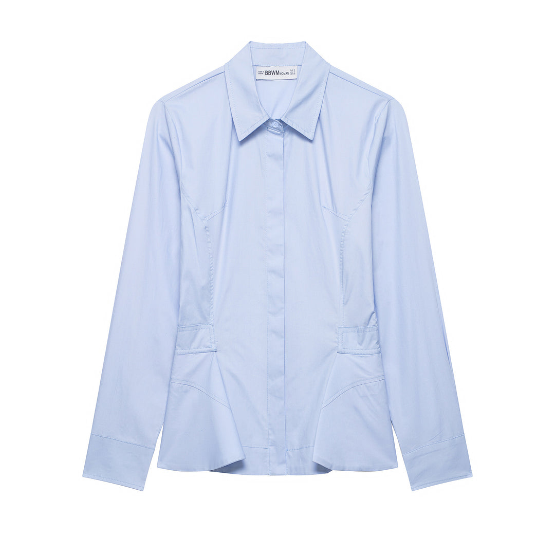 Women's Tailored Blouse Jacket with Peplum and Concealed Button Placket Mune Fashion