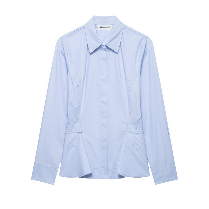 Women's Tailored Blouse Jacket with Peplum and Concealed Button Placket Mune Fashion