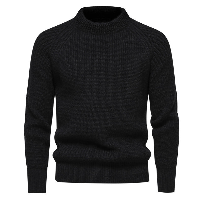 Men's fine knit pullover with short roll neck, raglan sleeves, and textured waffle look Mune Fashion