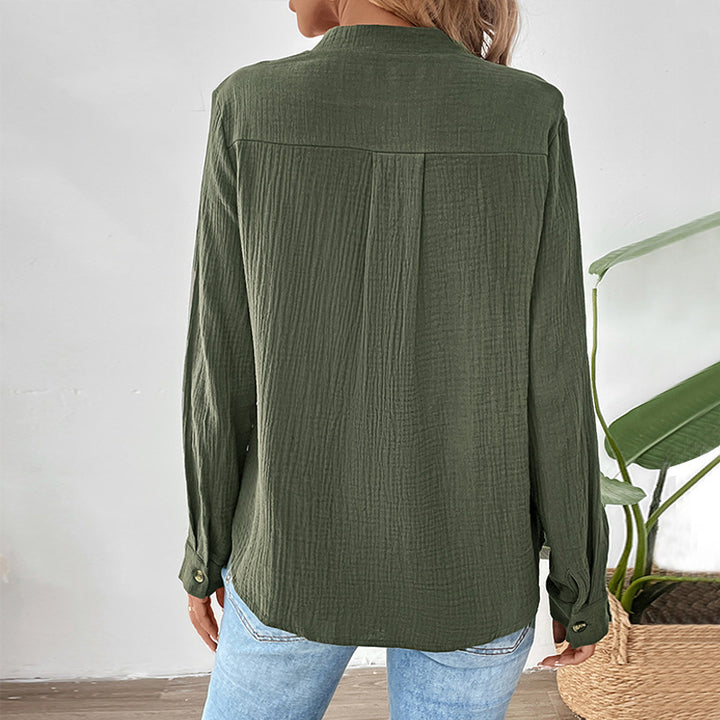 Women High Quality Long Sleeve Shirt with Buttons Mune Fashion