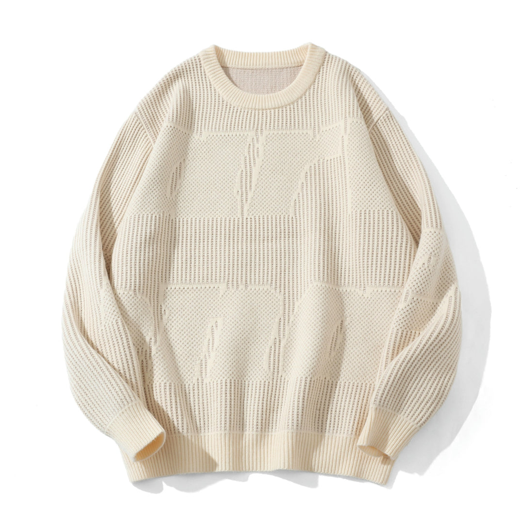 Unisex Structured Oversize Round Neck Sweater with Panel Knit Mune Fashion