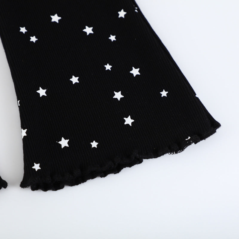 Girls Flared Leggings with Sparkling Star Design Mune Fashion