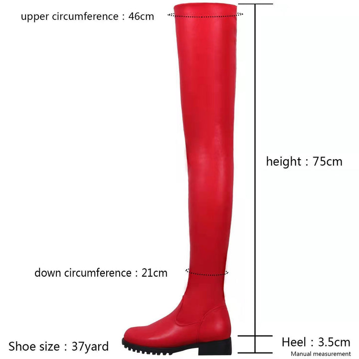 Ladies Over-the-Knee Boots with Elastic Stretch Shaft and Profile Sole Mune Fashion
