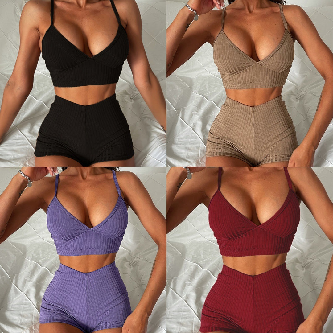 Women Sporty Crop Top and Shorts Set Mune Fashion