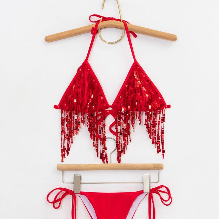 Women's bikini set with glittering sequins and playful ties Mune Fashion