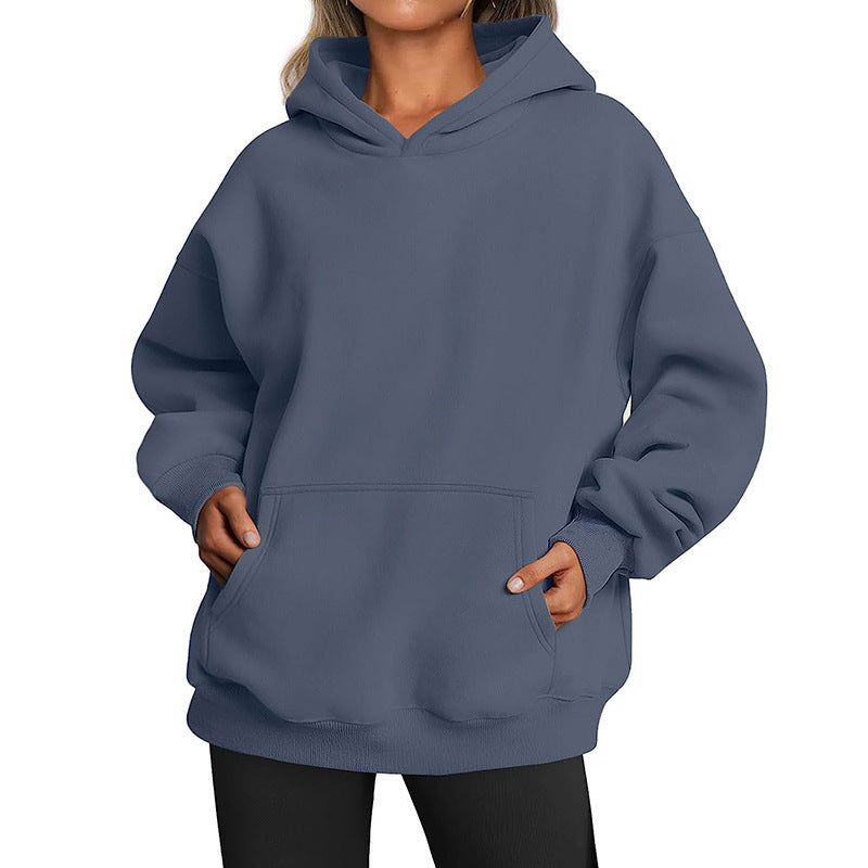 Women's oversized hoodie with extended back, fleecy interior, and kangaroo pocket Mune Fashion