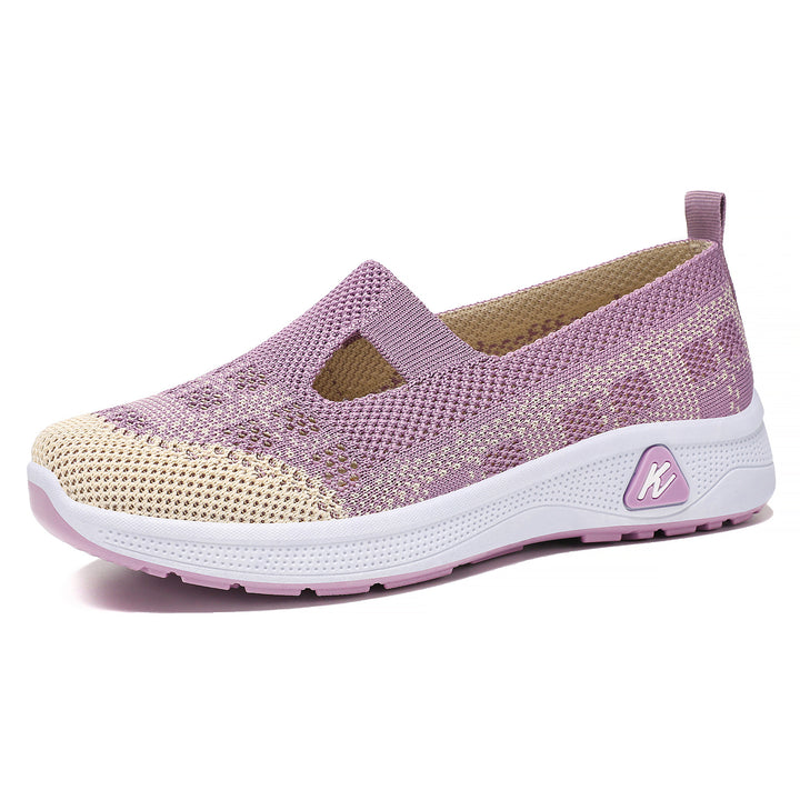 Women's lightly knitted slip-on Mary Jane sneakers with cut-out, breathable knitted upper and cushioning comfort sole Mune Fashion