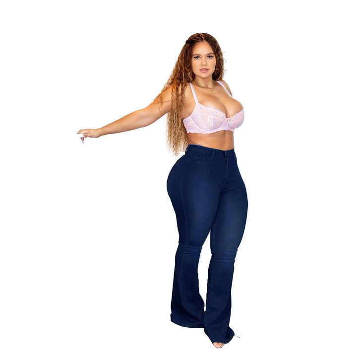 Ladies High-Waist Flared Jeans in figure-enhancing Curvy Cut Mune Fashion