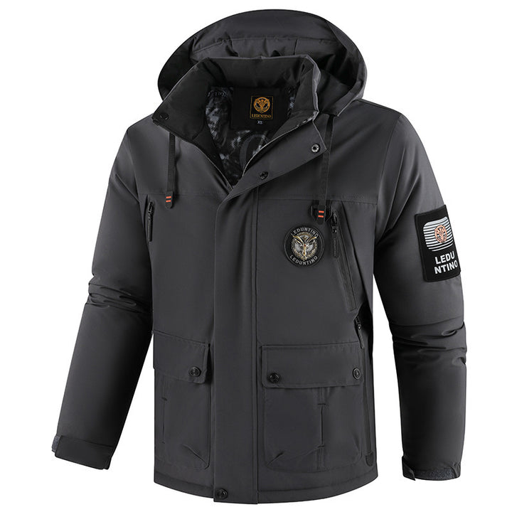 Men's urban softshell parka with detachable hood, concealed two-way zipper and breathable thermal lining Mune Fashion