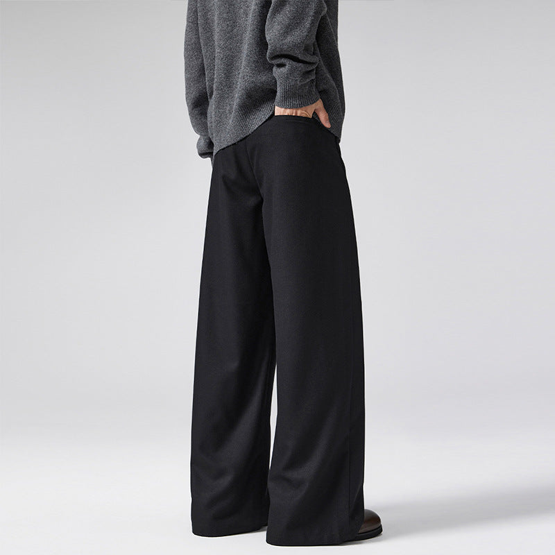 Men's Extra Wide Wool Blend Suit Pants with Crease and High Waist Mune Fashion