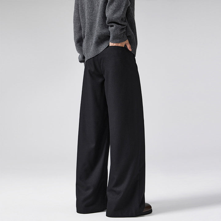 Men's Extra Wide Wool Blend Suit Pants with Crease and High Waist Mune Fashion