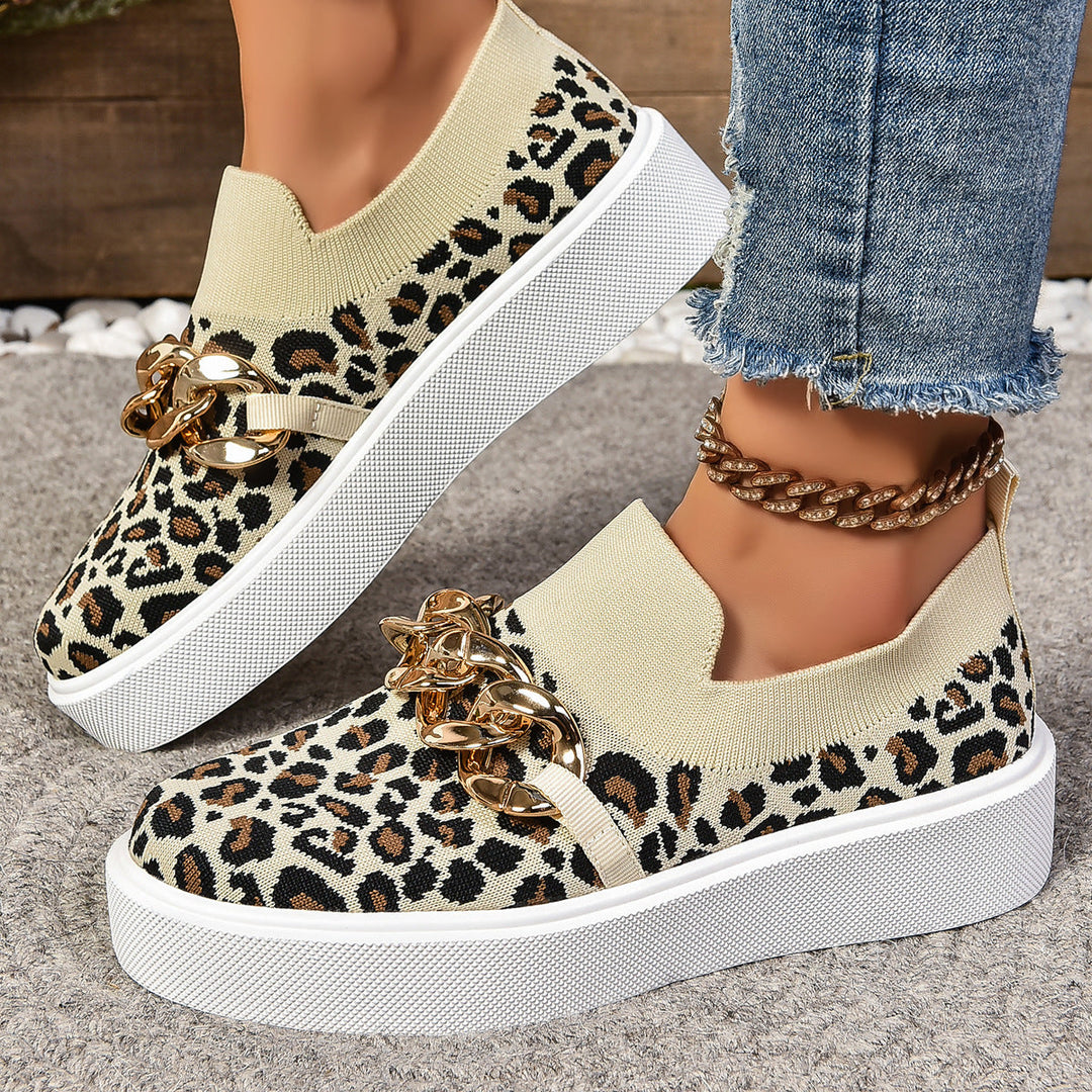 Women Fashionable Slip-On Sneakers with Elegant Chain Detail Mune Fashion