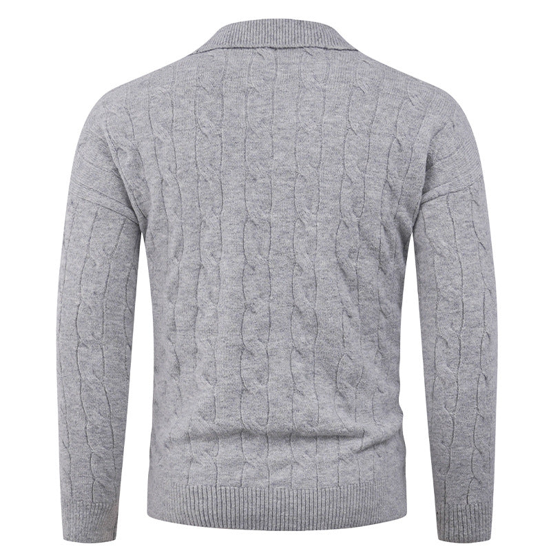 Men's cable knit polo with polo collar and ribbed cuffs made of fine wool blend Mune Fashion