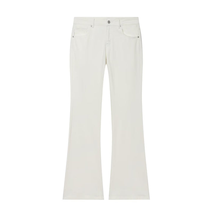 Women's High-Waisted Flare Jeans with Subtle Wash and Five-Pocket Design Mune Fashion