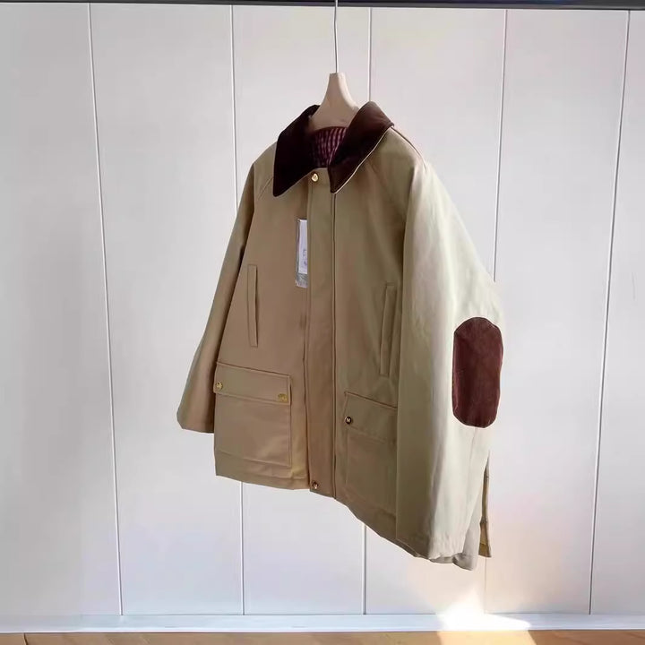 Ladies Stylish Transitional Jacket with Contrasting Elbow Patches Mune Fashion
