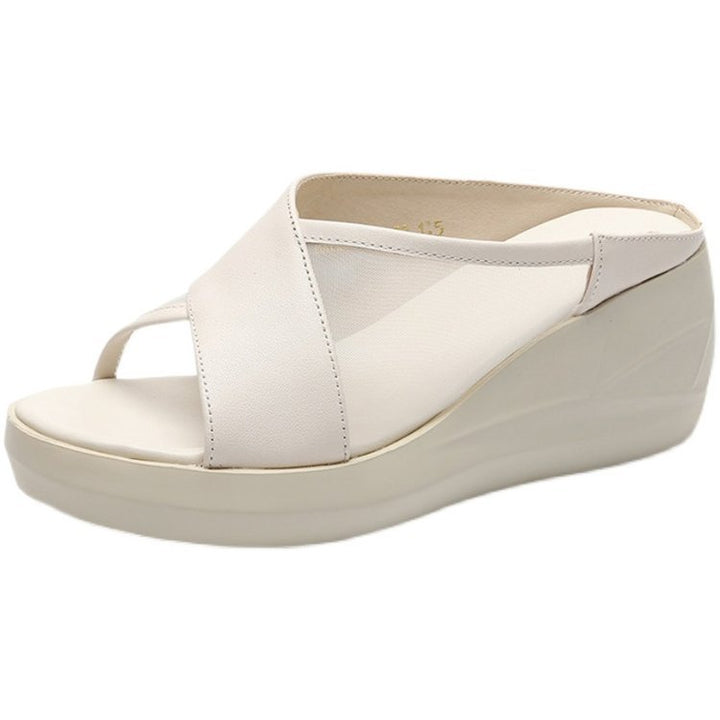 Women's wedge heeled slide sandals with breathable mesh upper Mune Fashion