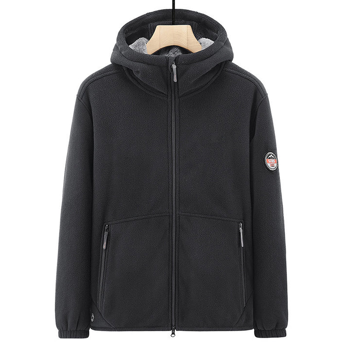 Men's fleece hoodie jacket with teddy lining, two-way zipper and concealed zip pockets Mune Fashion
