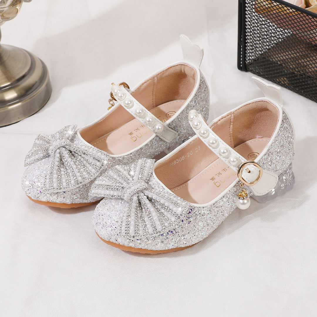 Ladies Glittering Ballet Flats with Pearl Closure Mune Fashion