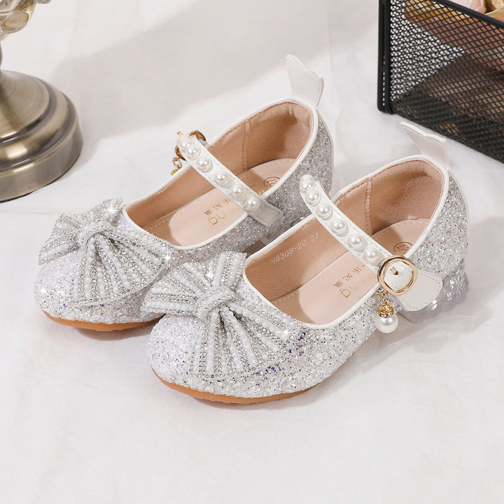 Ladies Glittering Ballet Flats with Pearl Closure Mune Fashion