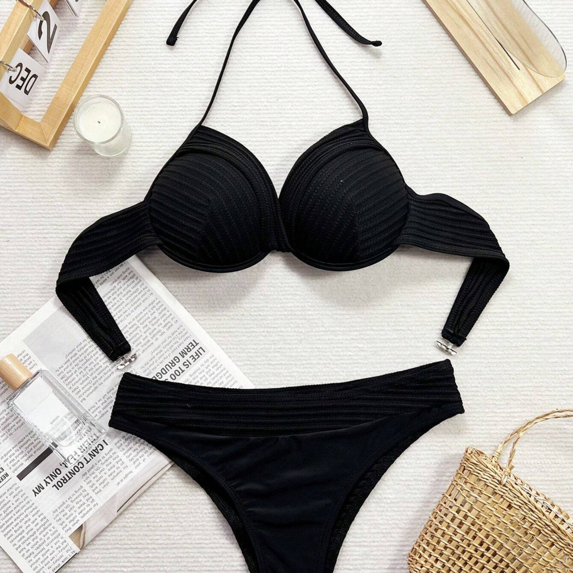 Women's bikini set with sophisticated wrap top and high-waisted briefs Mune Fashion