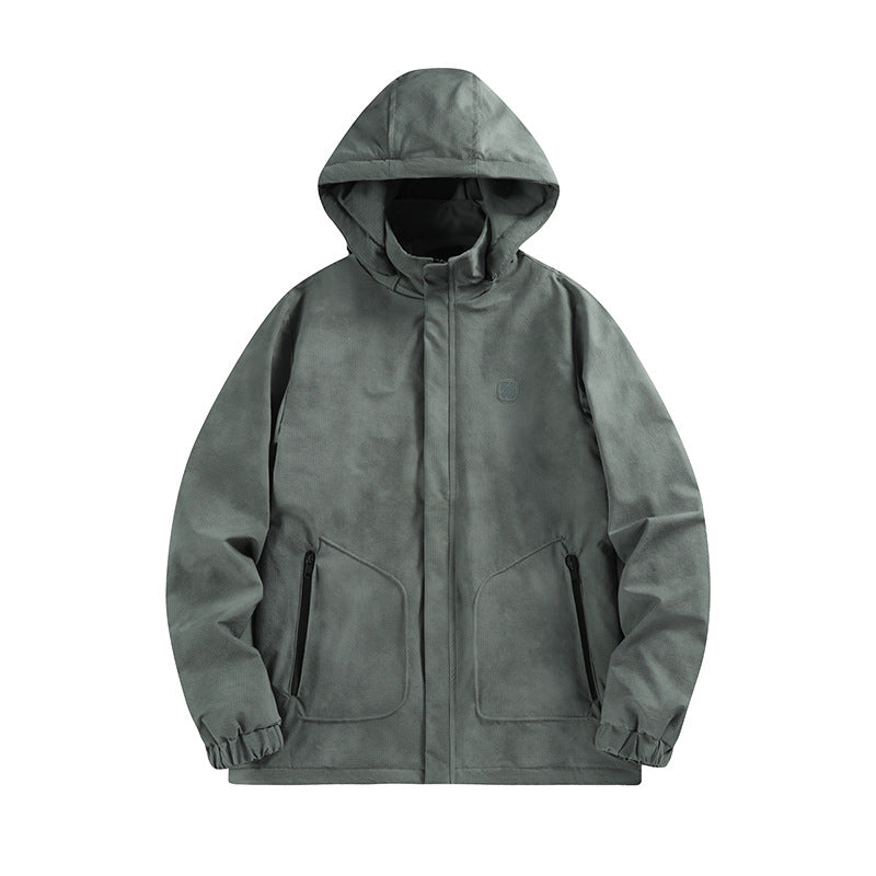 Men's Waterproof Hooded Softshell Jacket with Matted Surface and Concealed Zip Mune Fashion