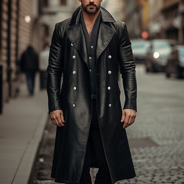 Men's Elegant and Shiny Trench Coat Mune