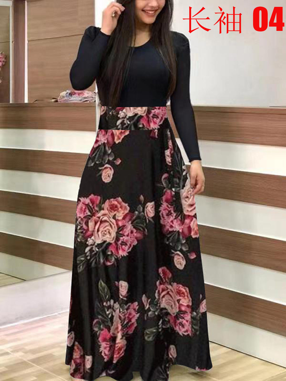 Women's Flowing Maxi Skirt with High Waist and Large Floral Print Mune Fashion