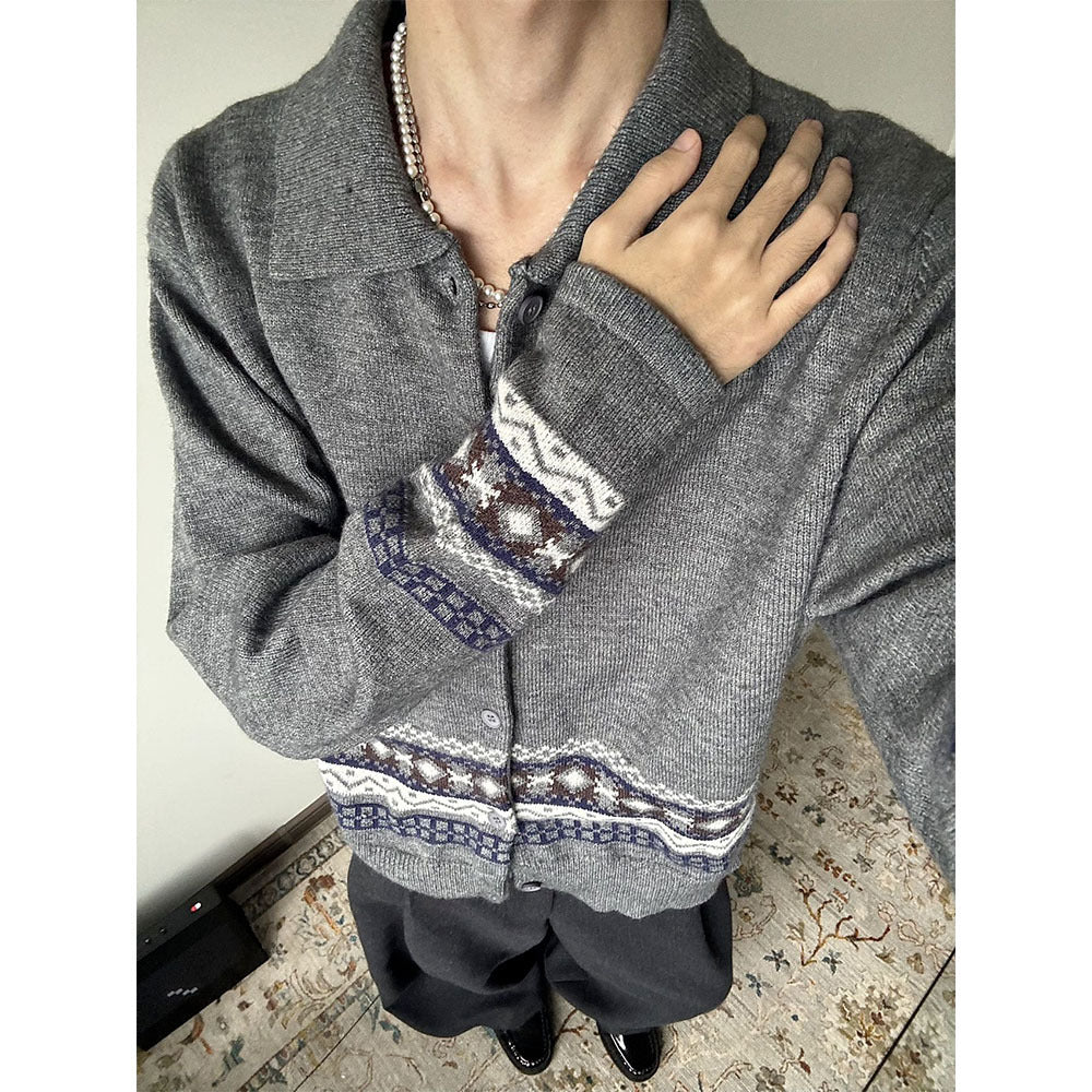 Men's Fashionable Cardigan with Graphic Pattern Print Mune Fashion