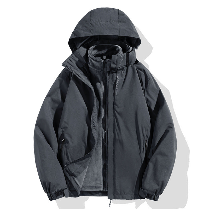 Men's two-piece winter jacket with removable fleece inner jacket waterproof windproof Mune Fashion