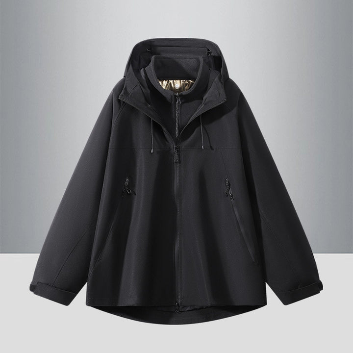 Men's Two-Tone Softshell Hybrid Jacket with Hood, Extended Back and Water-Resistant Zippers Mune Fashion