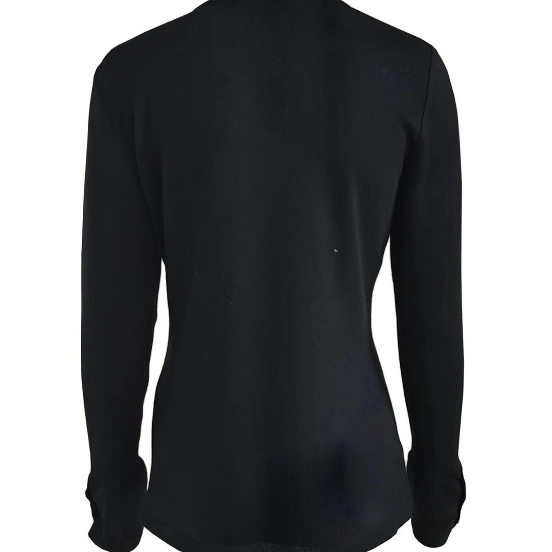 Women's Fitted Long Sleeve Shirt with Decorative Buttons at the Sleeve Hem Mune Fashion