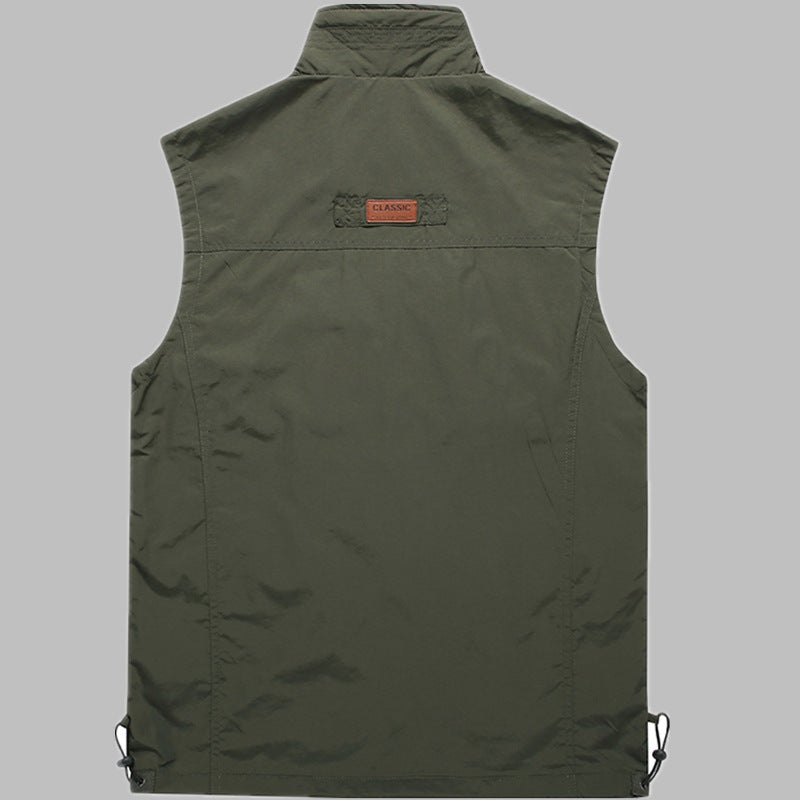 Men's multifunctional outdoor utility vest with zipper, multiple pockets, and breathable mesh lining Mune Fashion