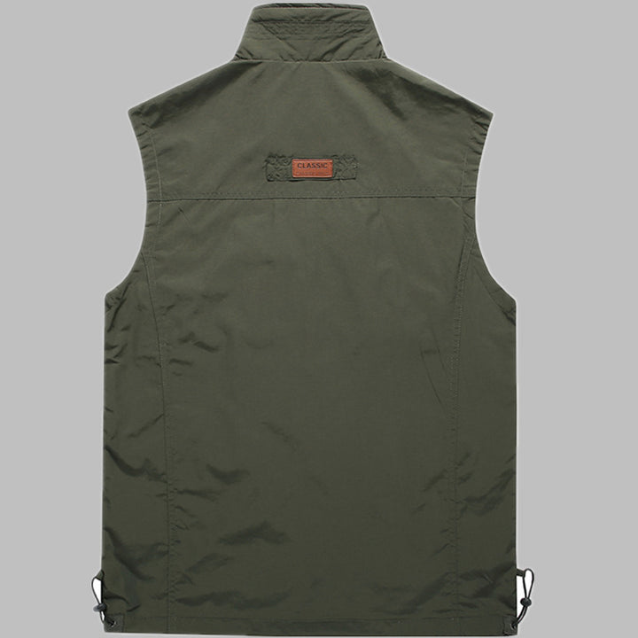 Men's multifunctional outdoor utility vest with zipper, multiple pockets, and breathable mesh lining Mune Fashion