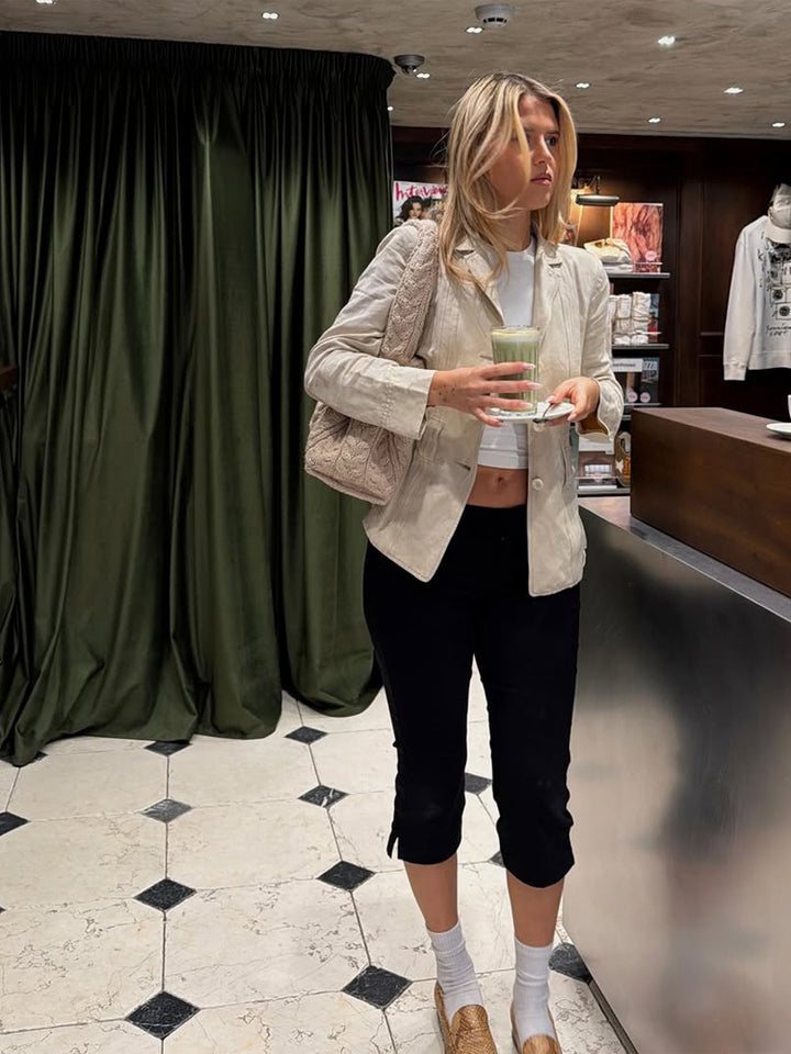 Women Lightweight Structured Linen Blazer with Relaxed Fit, One-Button Closure & Flap Pockets Mune Fashion
