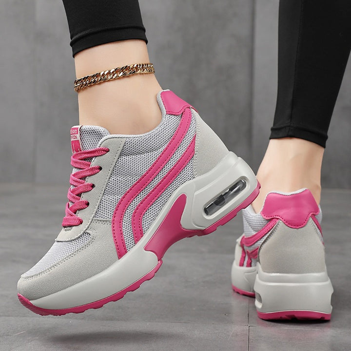 Women's Fashion Platform Sneakers with Visible Air Cushion and Breathable Mesh Upper Mune Fashion