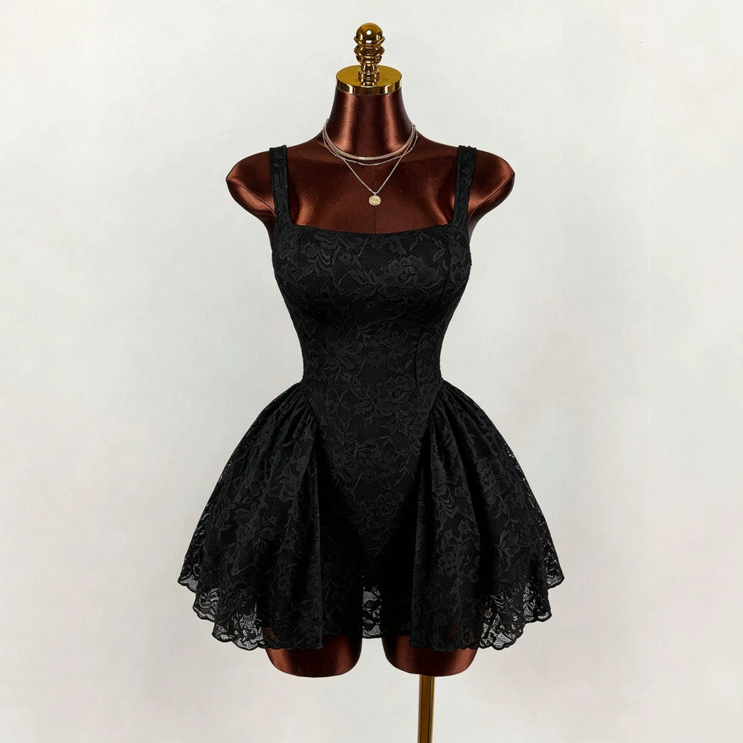 Women nan tailored lace cocktail dress with corset bustier and double-layer peplum skirt Mune Fashion