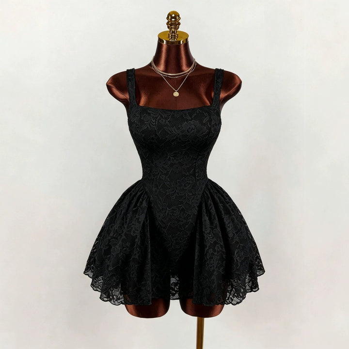 Women nan tailored lace cocktail dress with corset bustier and double-layer peplum skirt Mune Fashion