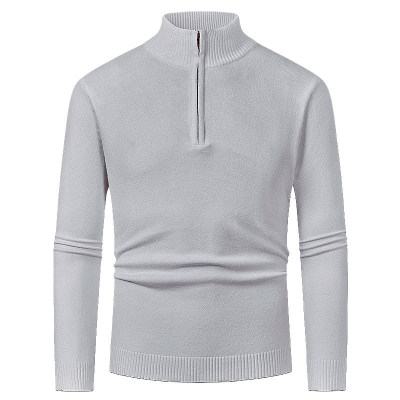 Men's fine knit troyer with half zipper, slim silhouette and contrasting stand-up collar Mune Fashion