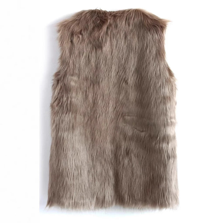 Women's Sleeveless Shaggy Faux Fur Vest with Long Pile and Open Front Mune Fashion