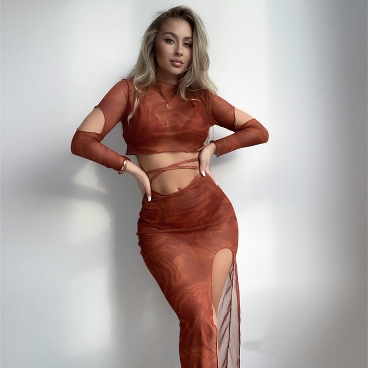 Women's top and skirt set with transparent design and modern cut-outs Mune Fashion