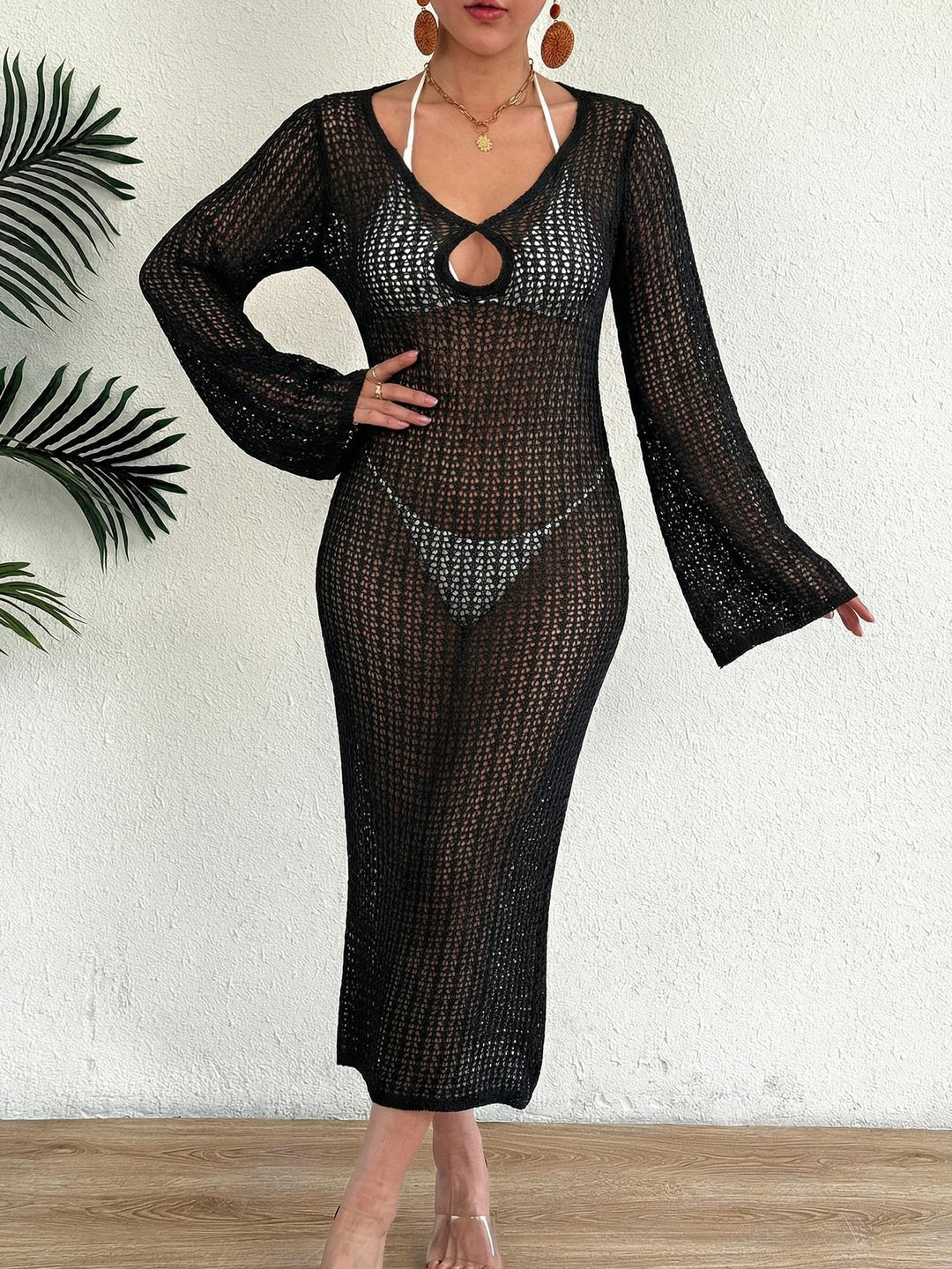 Ladies Crochet Beach Dress with Elegant Slit Mune Fashion